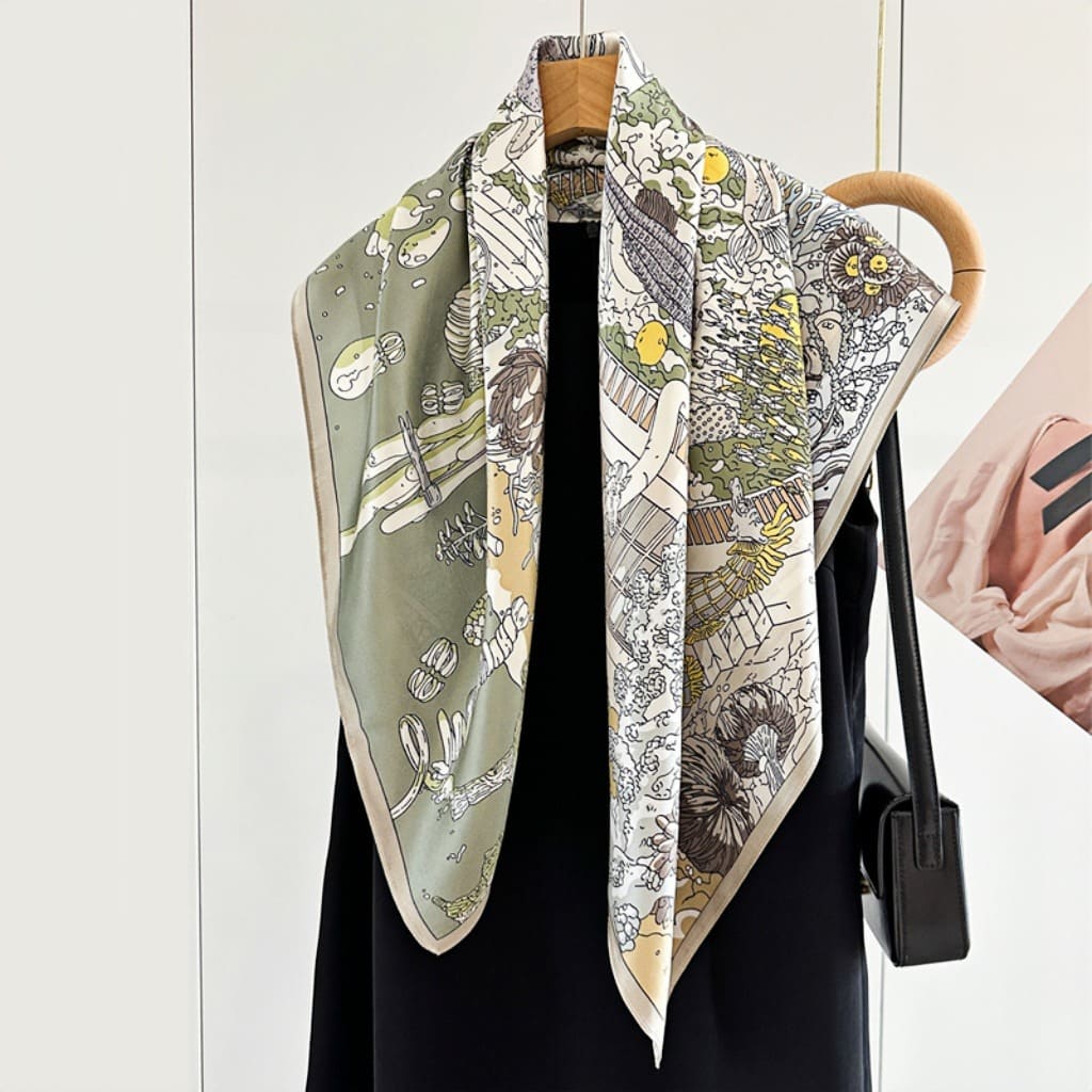 MaraSilk Pure Mulberry Silk Scarf - Square Crepe Satin MS399