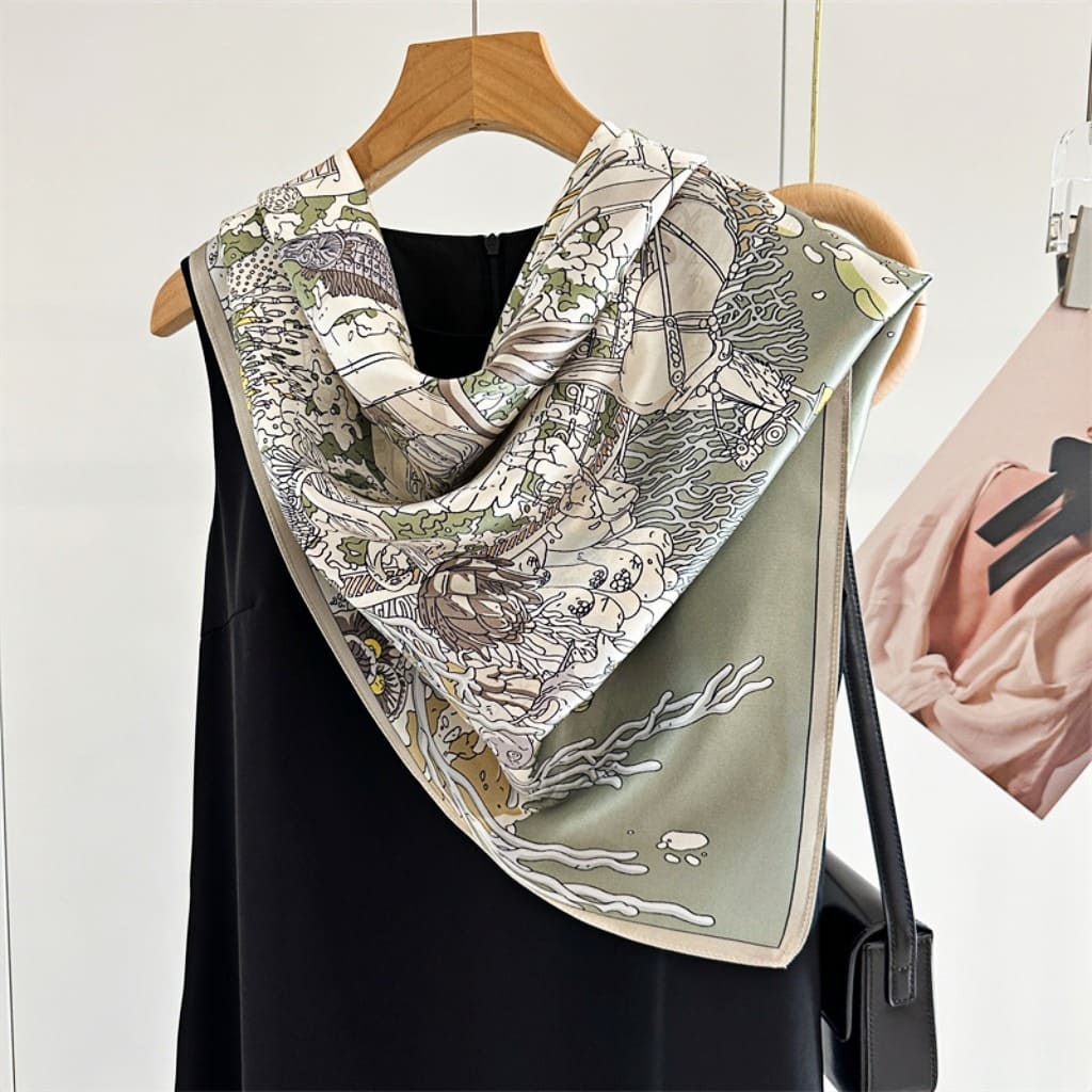 MaraSilk Pure Mulberry Silk Scarf - Square Crepe Satin MS399