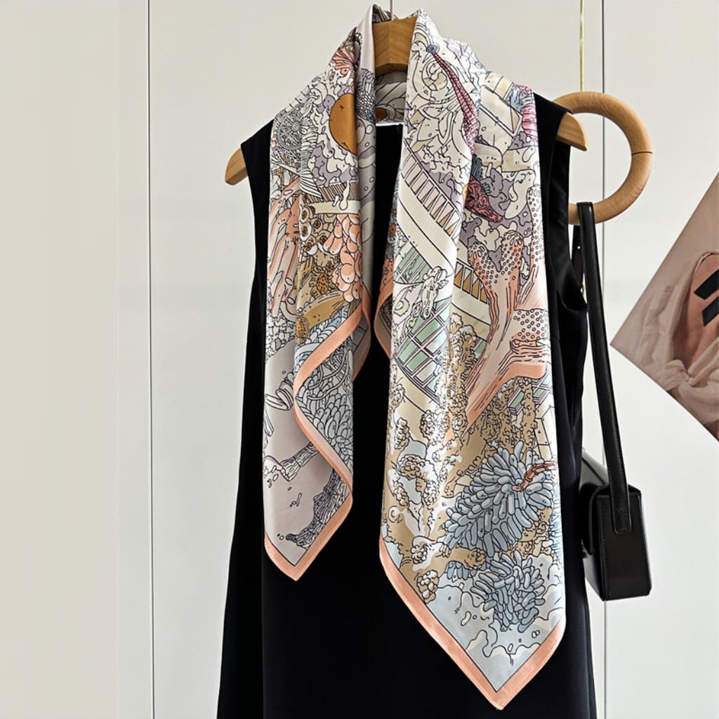 MaraSilk Pure Mulberry Silk Scarf - Square Crepe Satin MS399