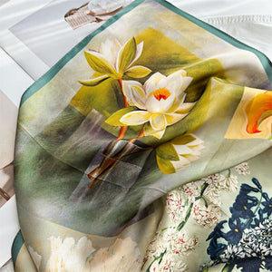 MaraSilk Pure Mulberry Silk Scarf Square Crepe Satin MS48-7