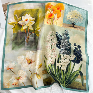 MaraSilk Pure Mulberry Silk Scarf Square Crepe Satin MS48-9