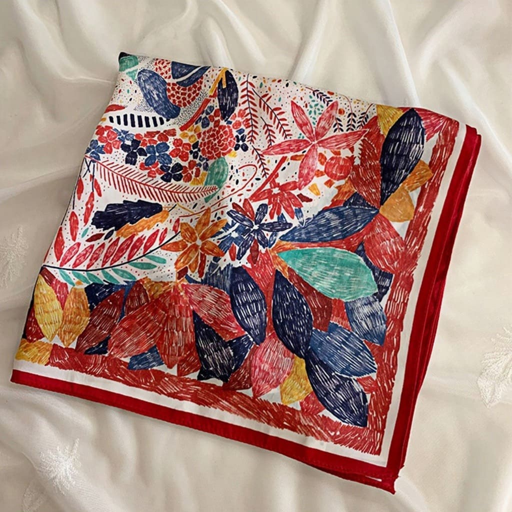 MaraSilk Pure Mulberry Silk Scarf Square Crepe Satin MS40-1