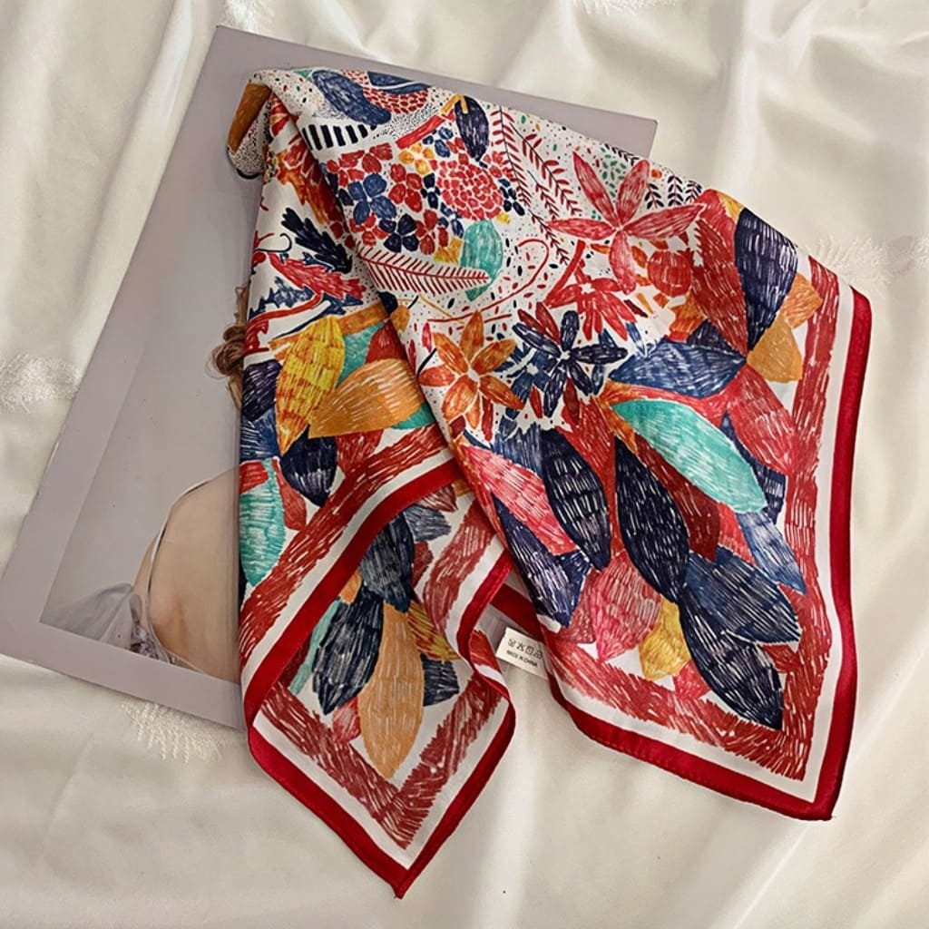 MaraSilk Pure Mulberry Silk Scarf Square Crepe Satin MS40-4