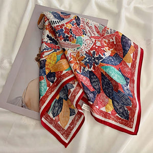 MaraSilk Pure Mulberry Silk Scarf Square Crepe Satin MS40-4