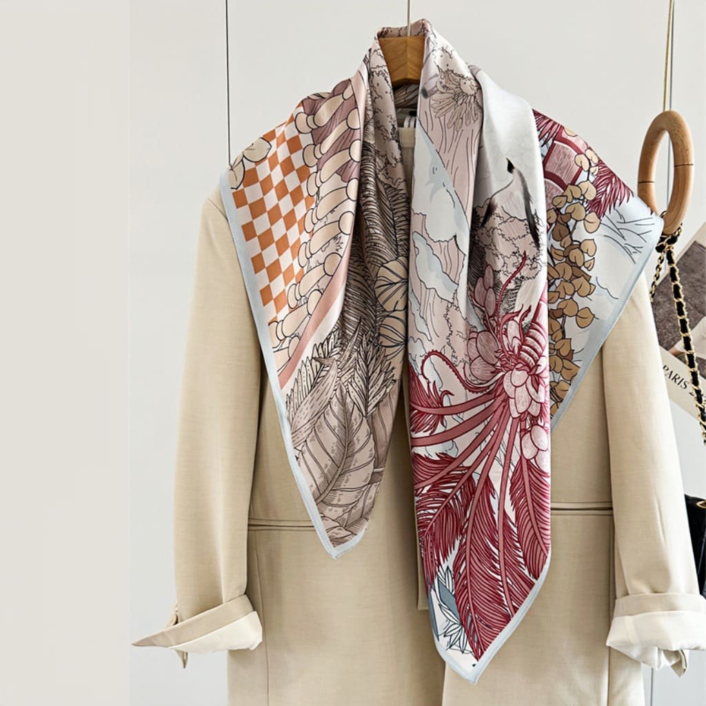 MaraSilk Pure Mulberry Silk Scarf - Square Crepe Satin MS403