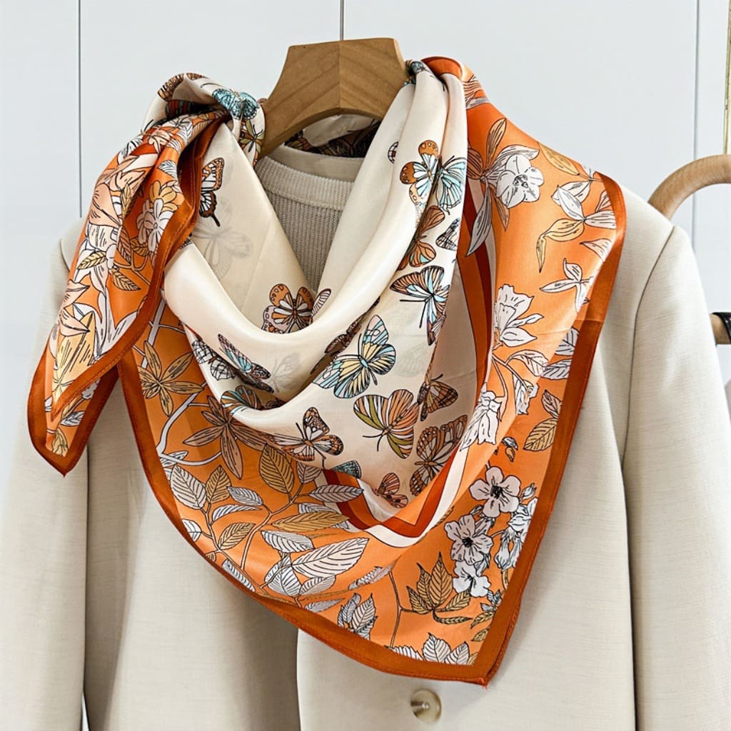 MaraSilk Pure Mulberry Silk Scarf - Square Crepe Satin MS408