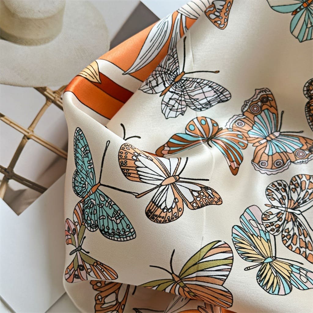 MaraSilk Pure Mulberry Silk Scarf - Square Crepe Satin MS408