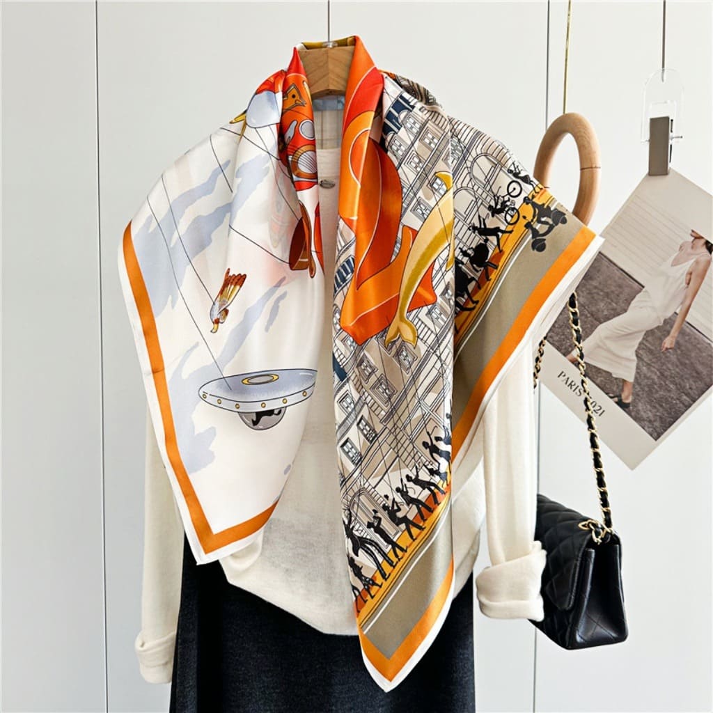 MaraSilk Pure Mulberry Silk Scarf - Square Crepe Satin MS409