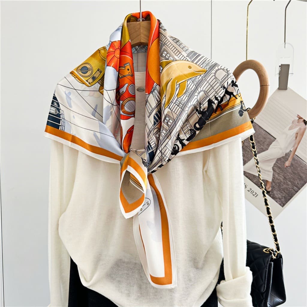 MaraSilk Pure Mulberry Silk Scarf - Square Crepe Satin MS409 34" x 34" MS40901