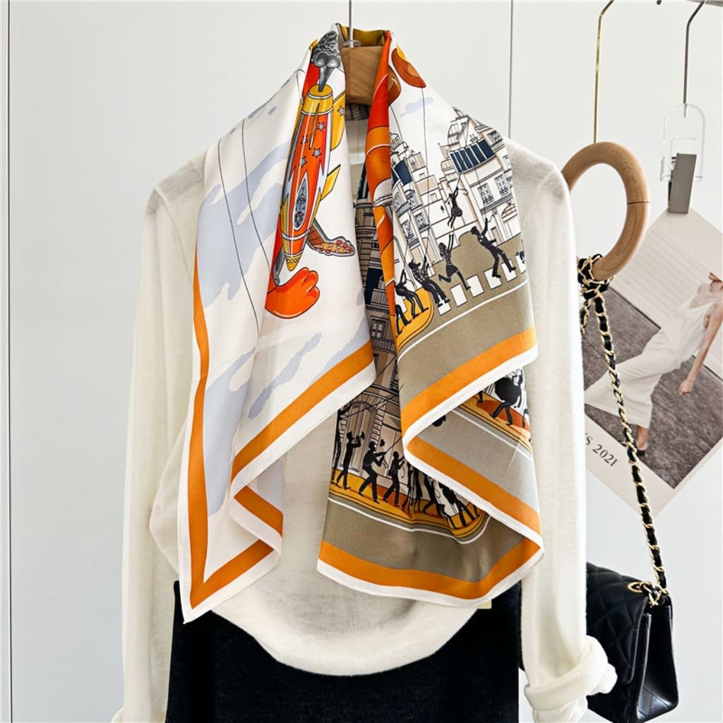 MaraSilk Pure Mulberry Silk Scarf - Square Crepe Satin MS409