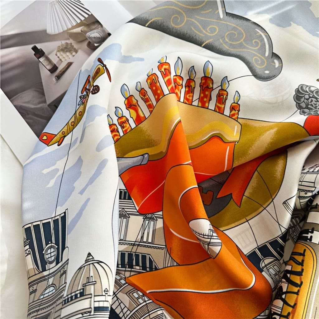 MaraSilk Pure Mulberry Silk Scarf - Square Crepe Satin MS409