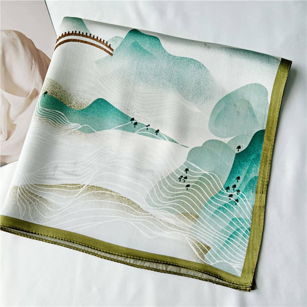 MaraSilk Pure Mulberry Silk Scarf Square Crepe Satin MS41-13