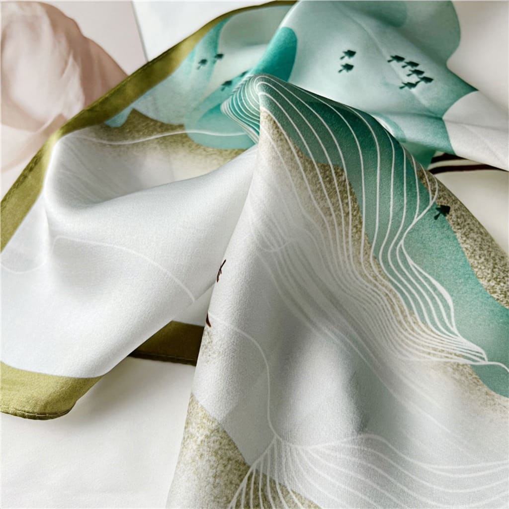 MaraSilk Pure Mulberry Silk Scarf Square Crepe Satin MS41-14