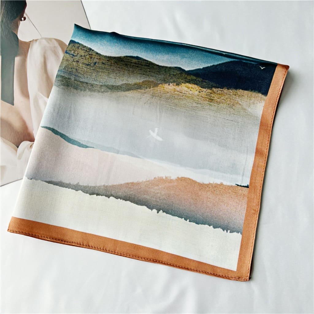 MaraSilk Pure Mulberry Silk Scarf Square Crepe Satin MS41-6