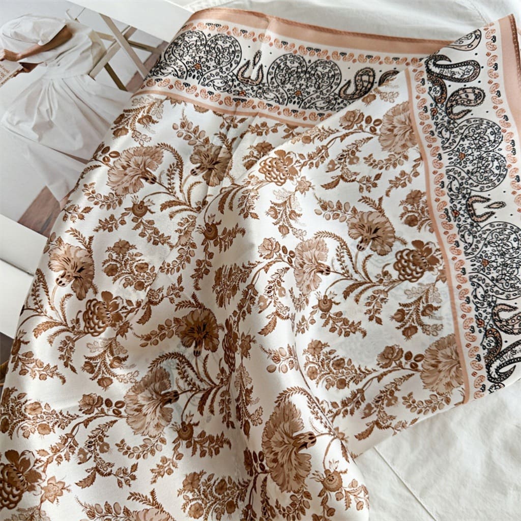 MaraSilk Pure Mulberry Silk Scarf Square Crepe Satin MS42-37