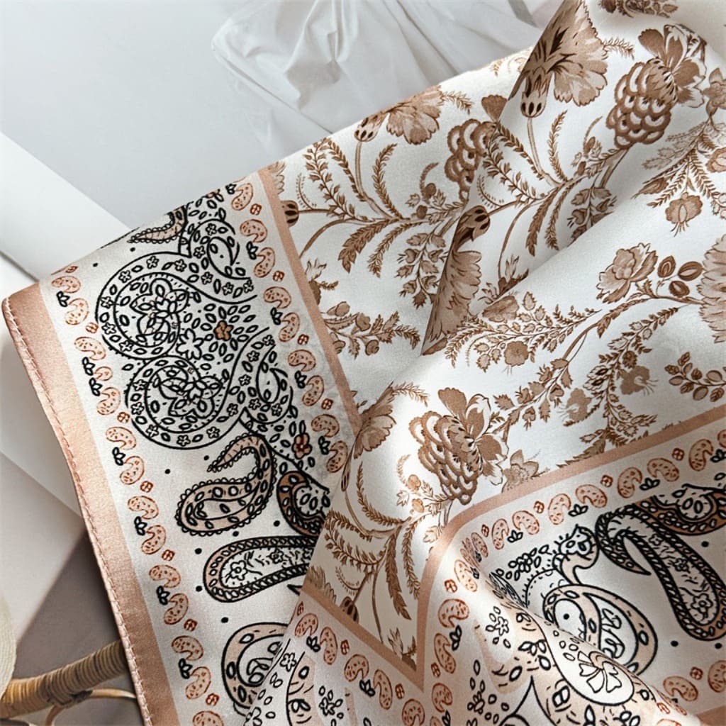 MaraSilk Pure Mulberry Silk Scarf Square Crepe Satin MS42-38