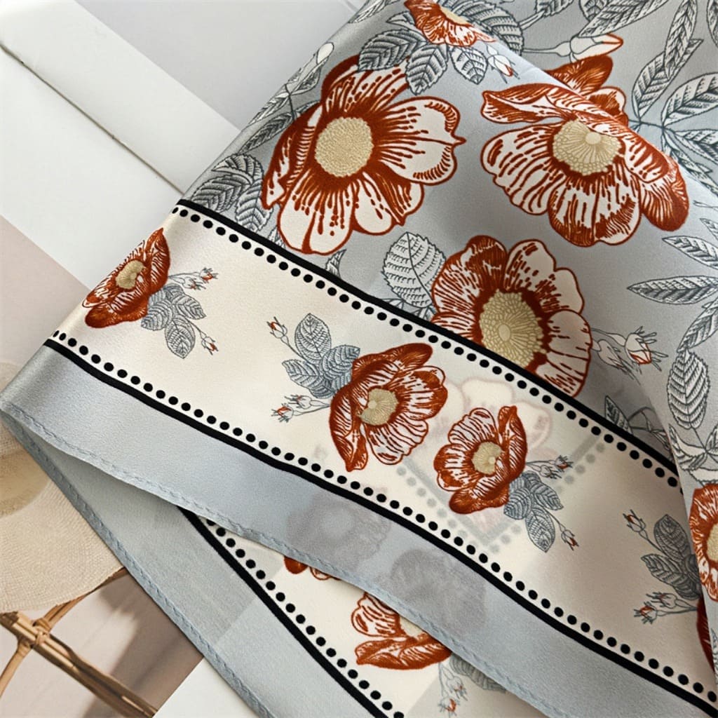 MaraSilk Pure Mulberry Silk Scarf Square Crepe Satin MS42-54