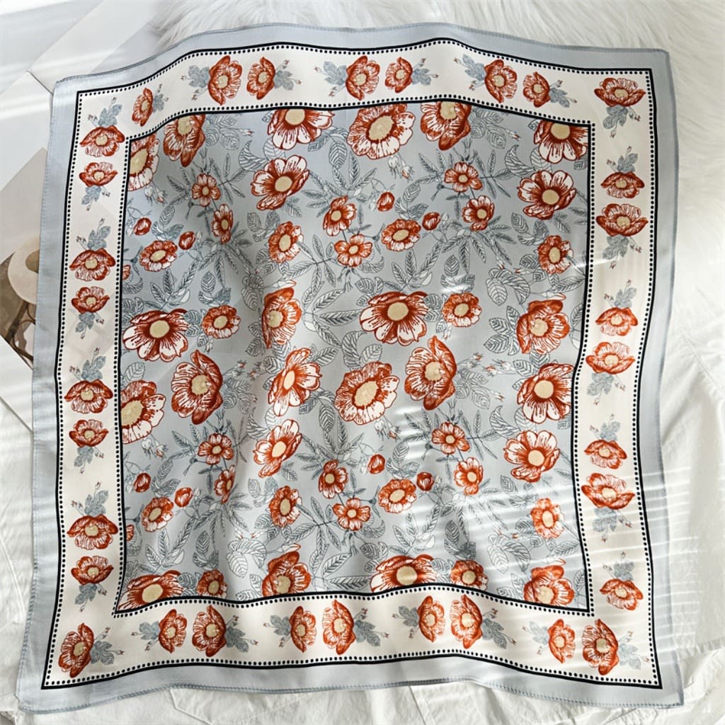 MaraSilk Pure Mulberry Silk Scarf Square Crepe Satin MS42-55