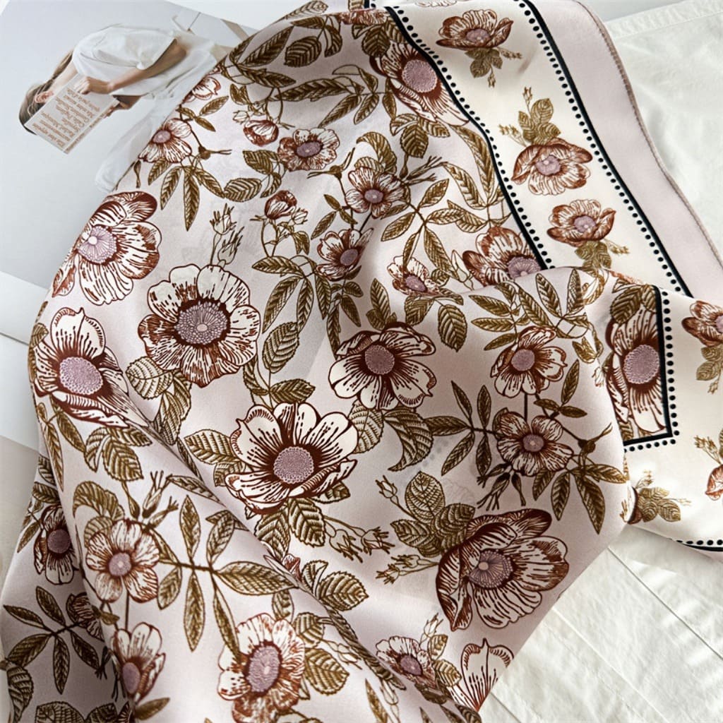 MaraSilk Pure Mulberry Silk Scarf Square Crepe Satin MS42-57