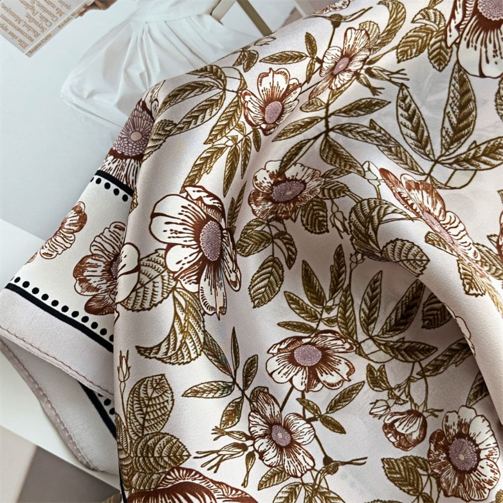 MaraSilk Pure Mulberry Silk Scarf Square Crepe Satin MS42-58