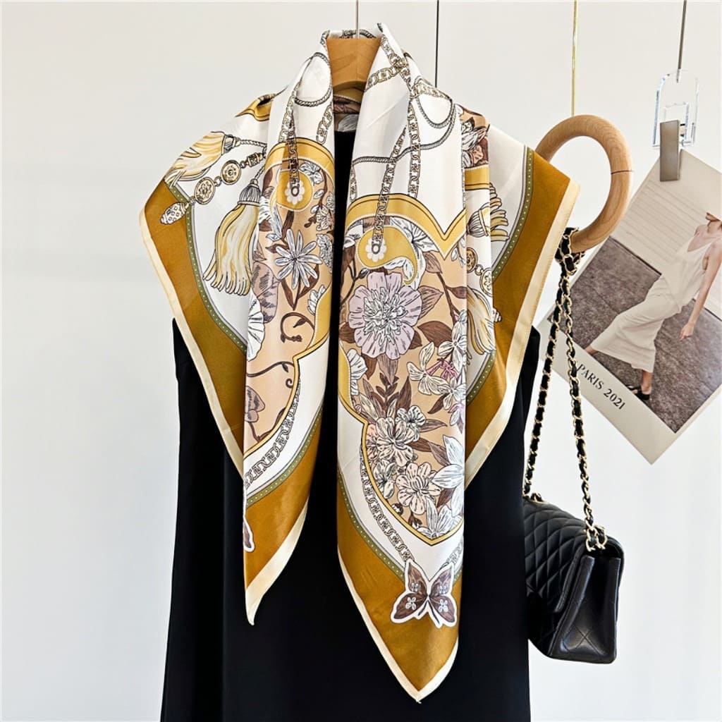 MaraSilk Pure Mulberry Silk Scarf - Square Crepe Satin MS423