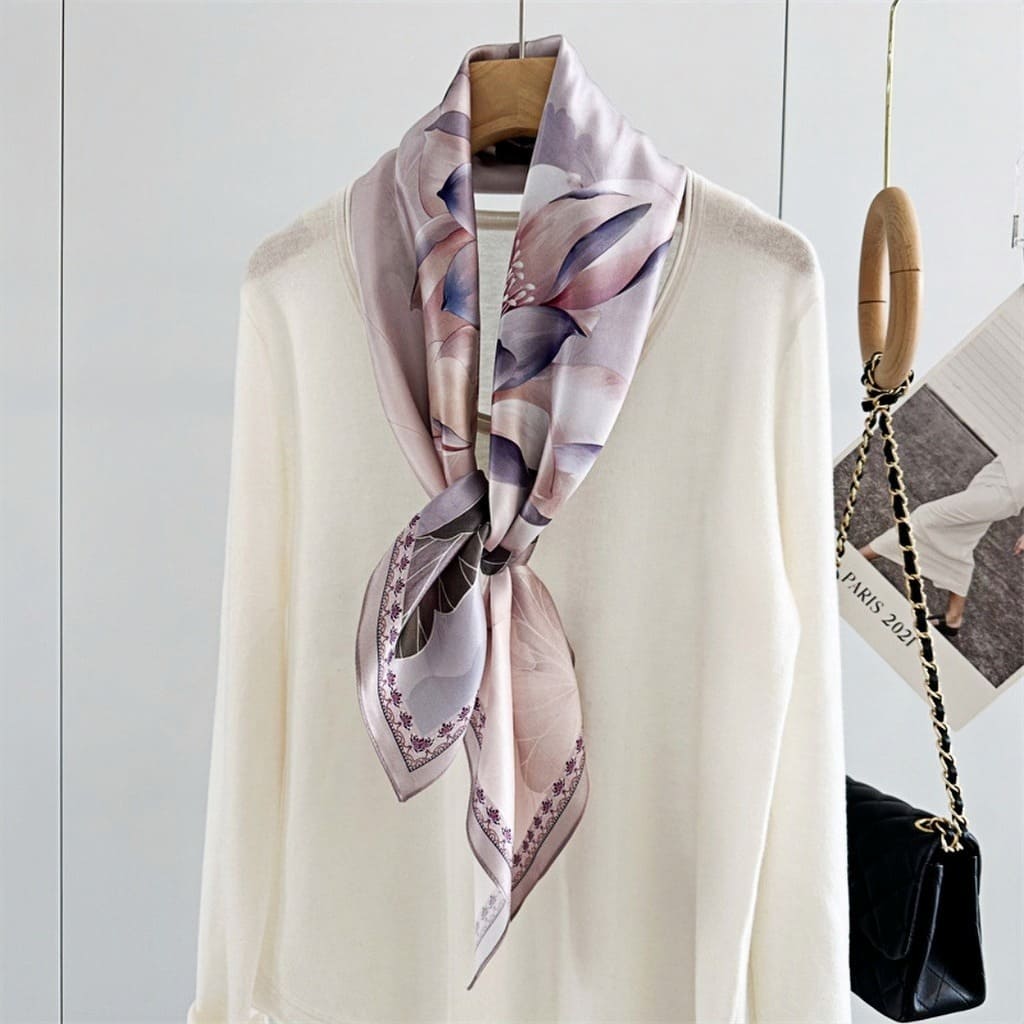 MaraSilk Pure Mulberry Silk Scarf - Square Crepe Satin MS428