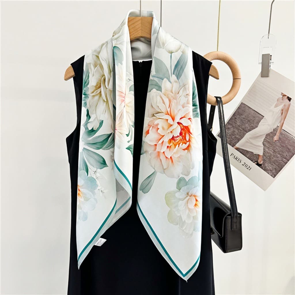 MaraSilk Pure Mulberry Silk Scarf - Square Crepe Satin MS436