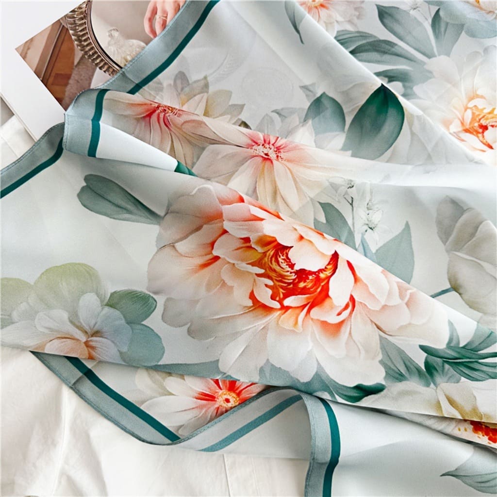 MaraSilk Pure Mulberry Silk Scarf - Square Crepe Satin MS436