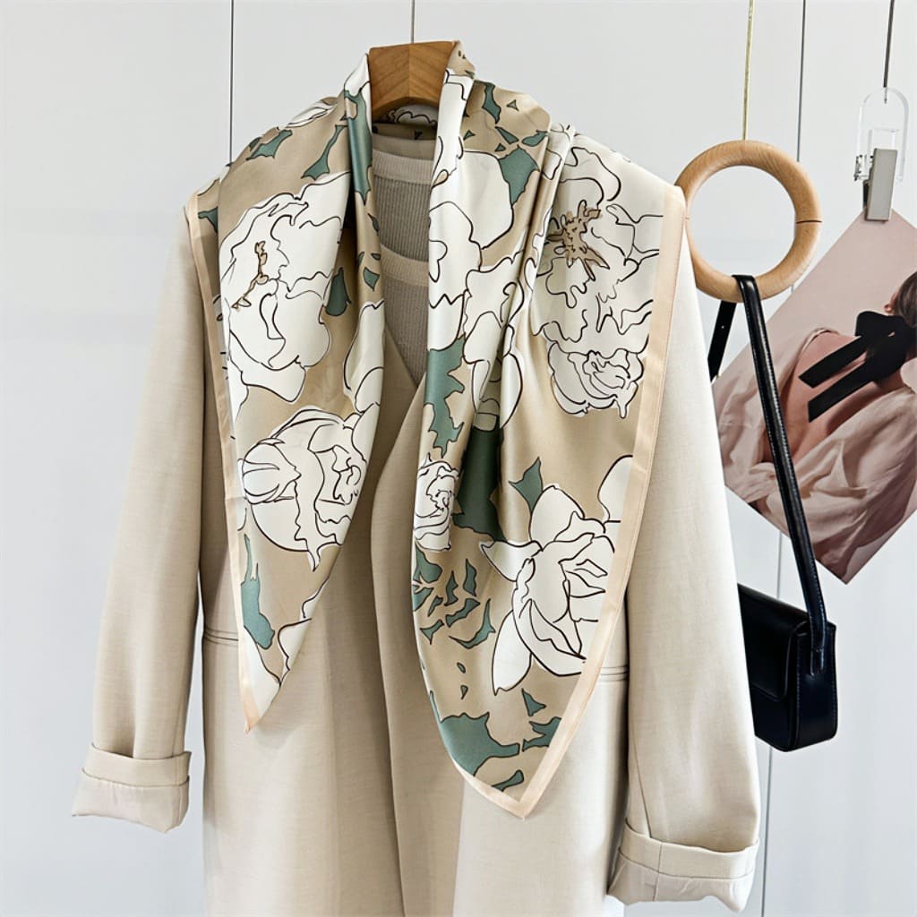 MaraSilk Pure Mulberry Silk Scarf - Square Crepe Satin MS438