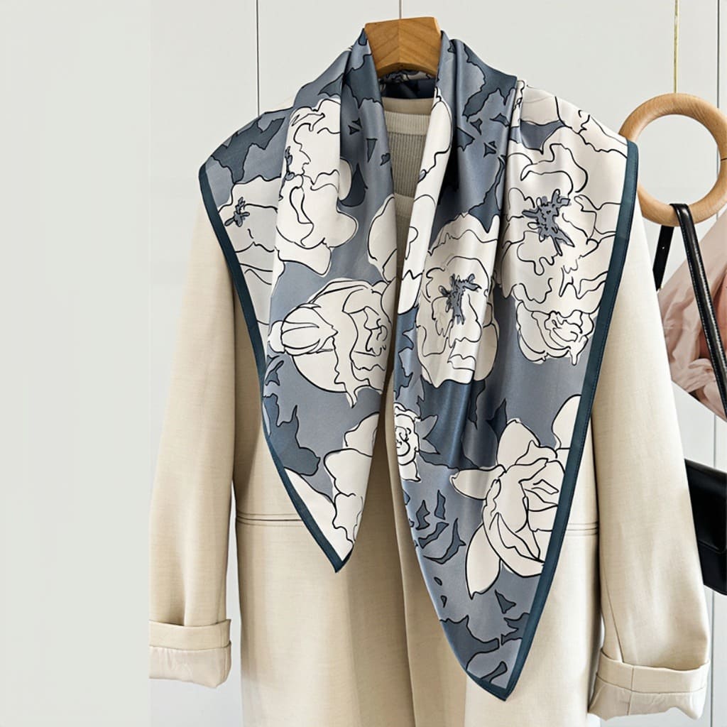 MaraSilk Pure Mulberry Silk Scarf - Square Crepe Satin MS438