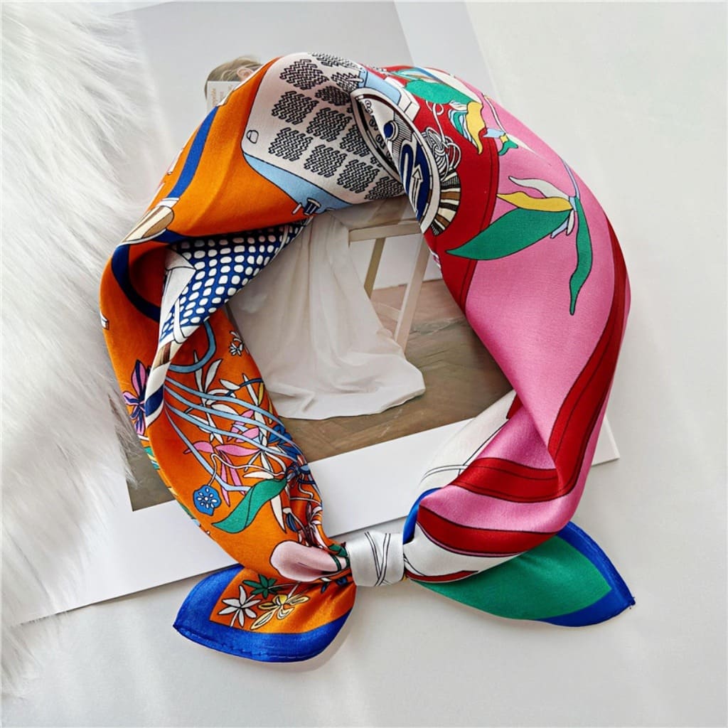 MaraSilk Pure Mulberry Silk Scarf Square Crepe Satin MS44-1