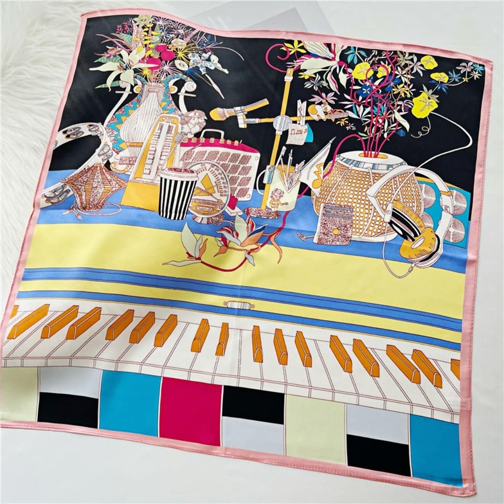 MaraSilk Pure Mulberry Silk Scarf Square Crepe Satin MS44-12