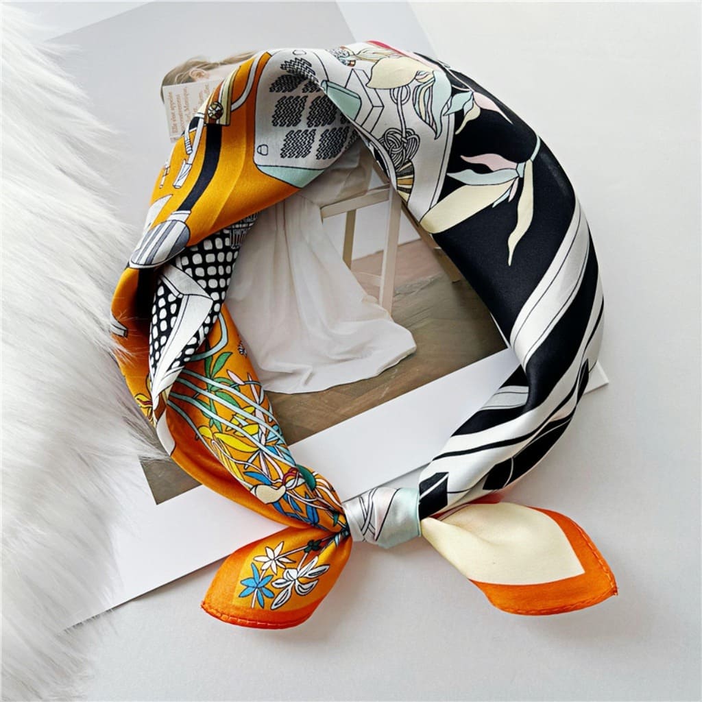 MaraSilk Pure Mulberry Silk Scarf Square Crepe Satin MS44-4