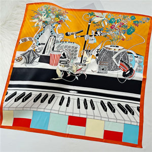 MaraSilk Pure Mulberry Silk Scarf Square Crepe Satin MS44-6