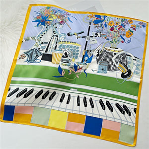 MaraSilk Pure Mulberry Silk Scarf Square Crepe Satin MS44-9