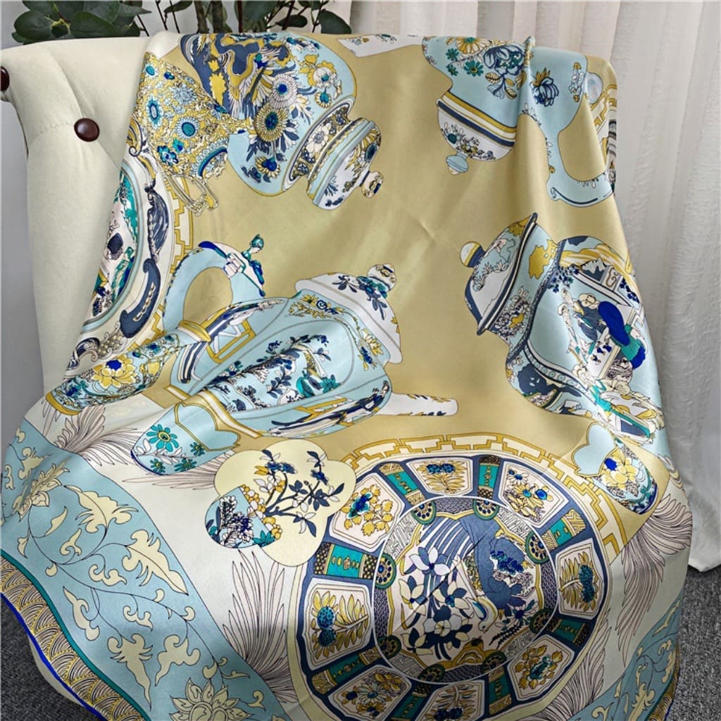 MaraSilk Pure Mulberry Silk Scarf - Square Crepe Satin MS449