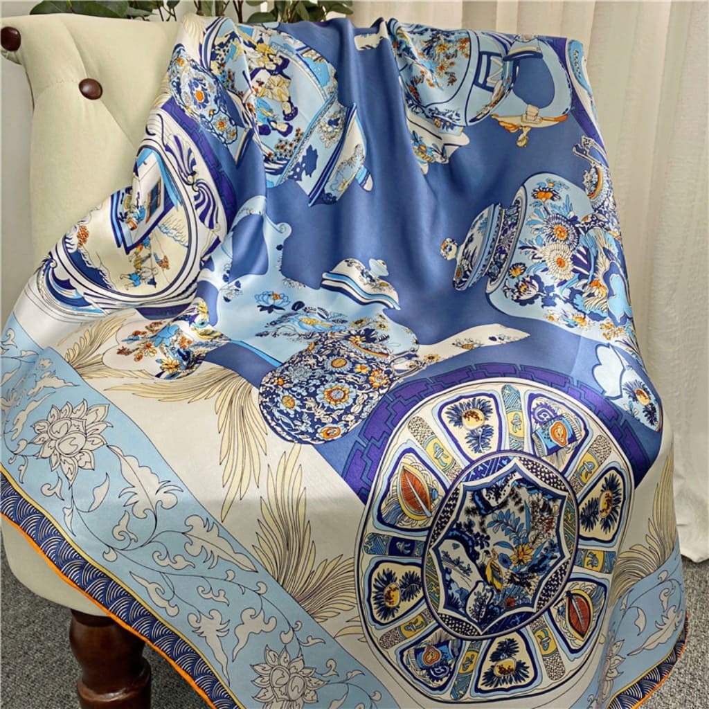 MaraSilk Pure Mulberry Silk Scarf - Square Crepe Satin MS449