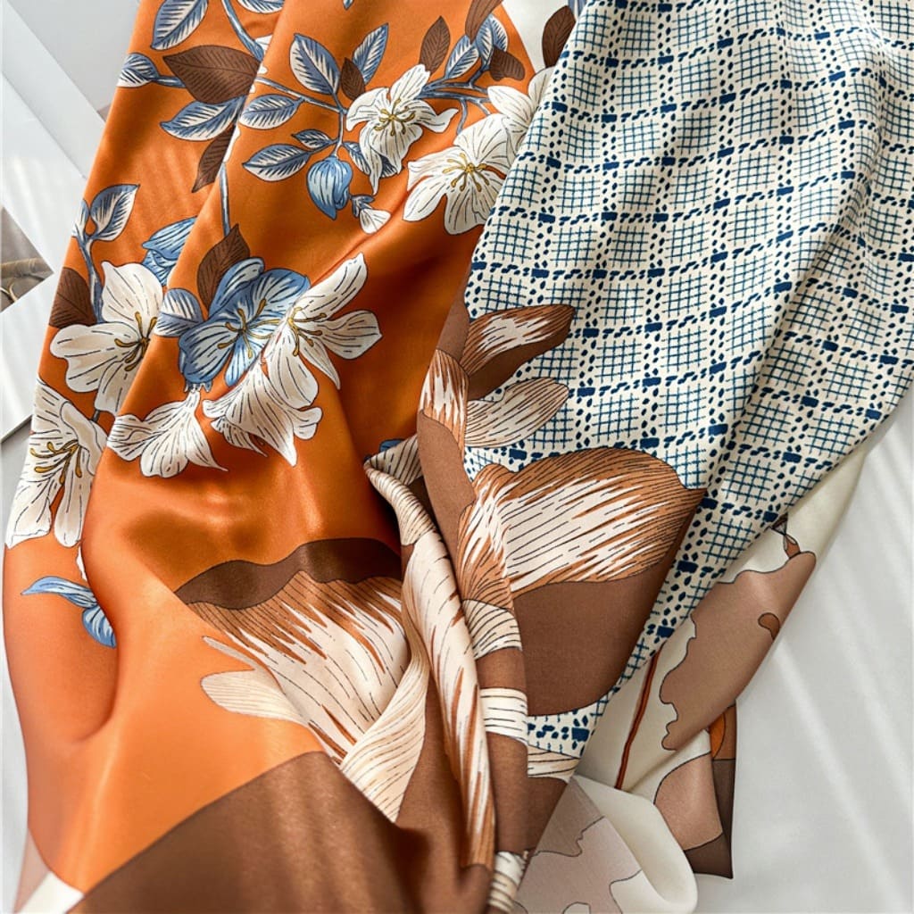 MaraSilk Pure Mulberry Silk Scarf - Square Crepe Satin MS451