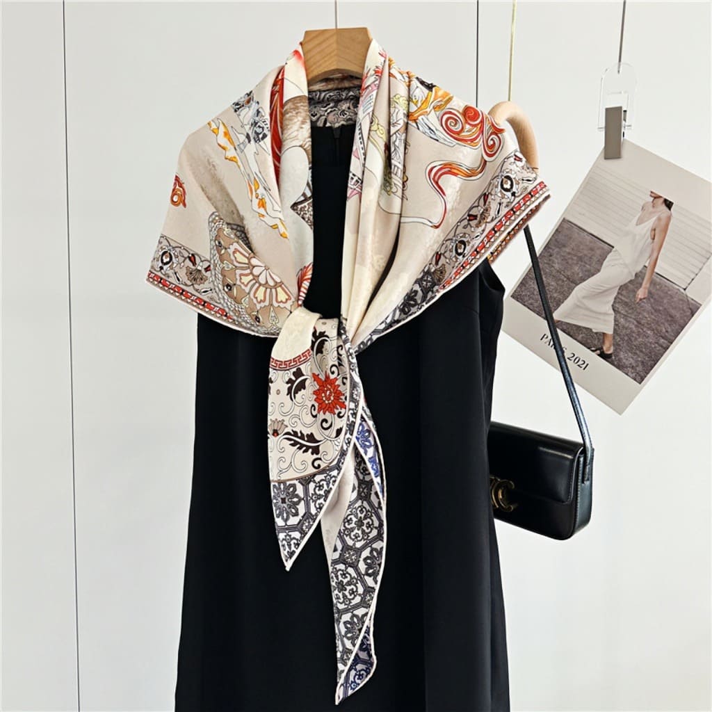 MaraSilk Pure Mulberry Silk Scarf - Square Jacquard MS453