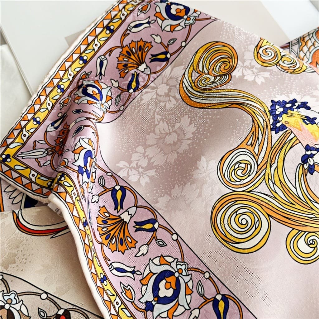 MaraSilk Pure Mulberry Silk Scarf - Square Jacquard MS453