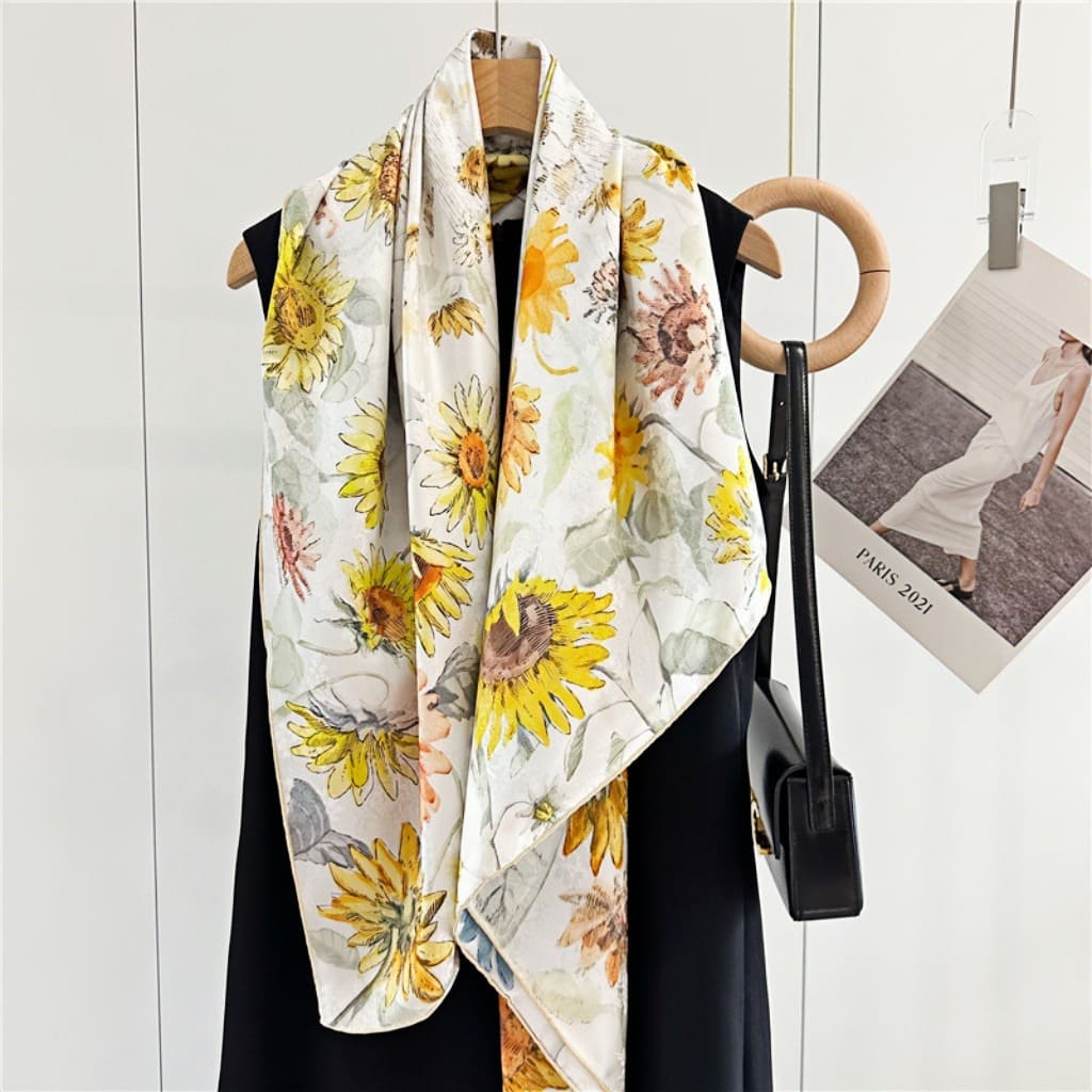 MaraSilk Pure Mulberry Silk Scarf - Square Jacquard MS453