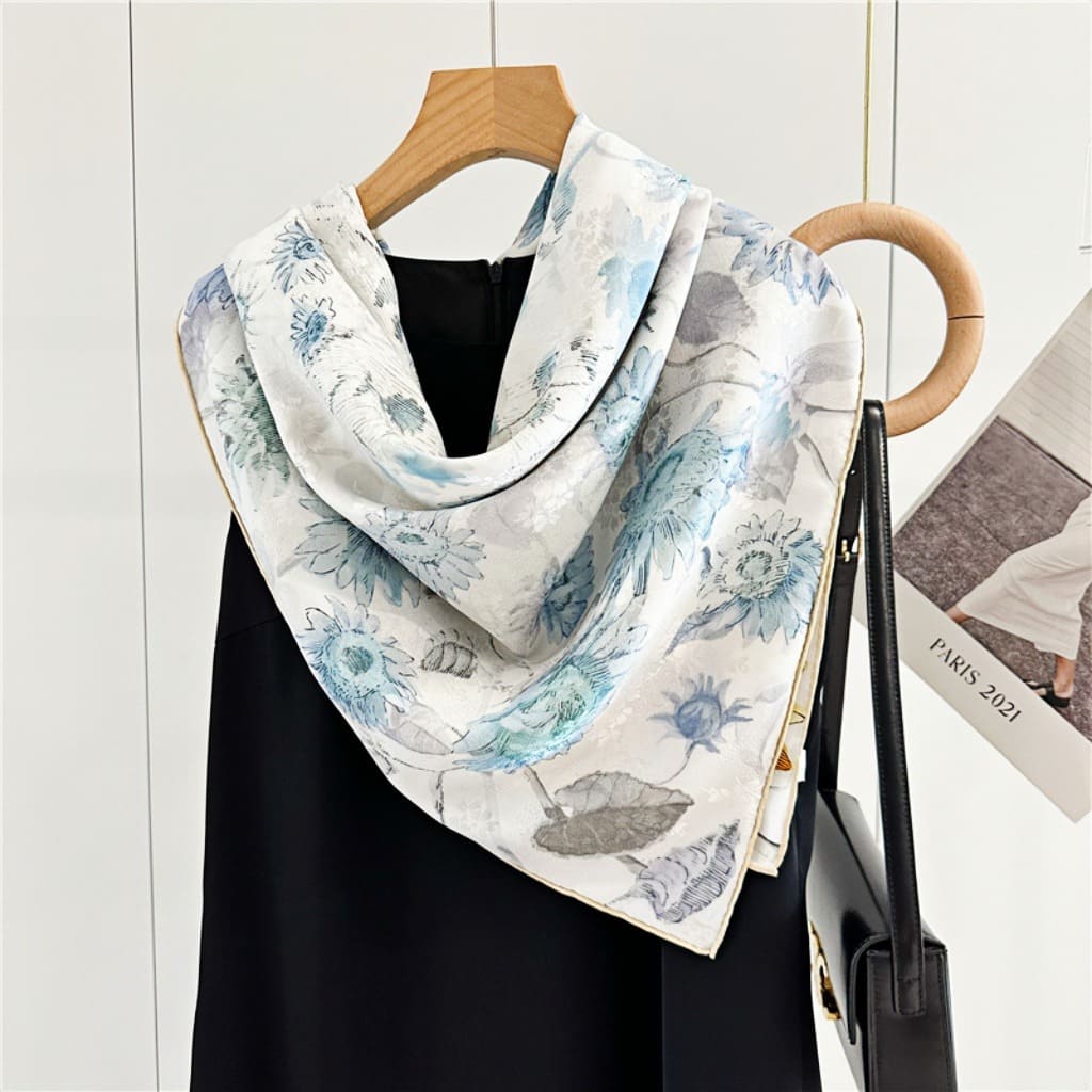 MaraSilk Pure Mulberry Silk Scarf - Square Jacquard MS453