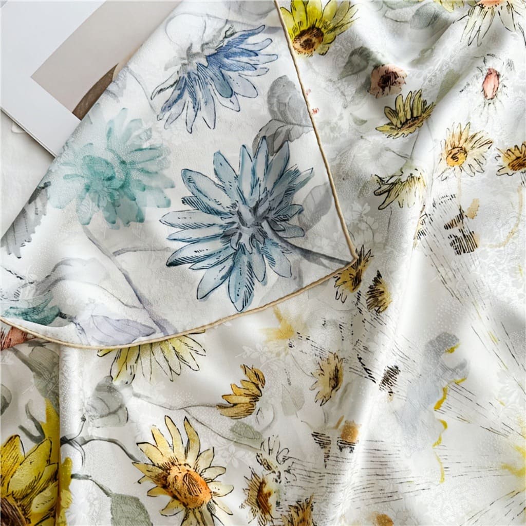 MaraSilk Pure Mulberry Silk Scarf - Square Jacquard MS453