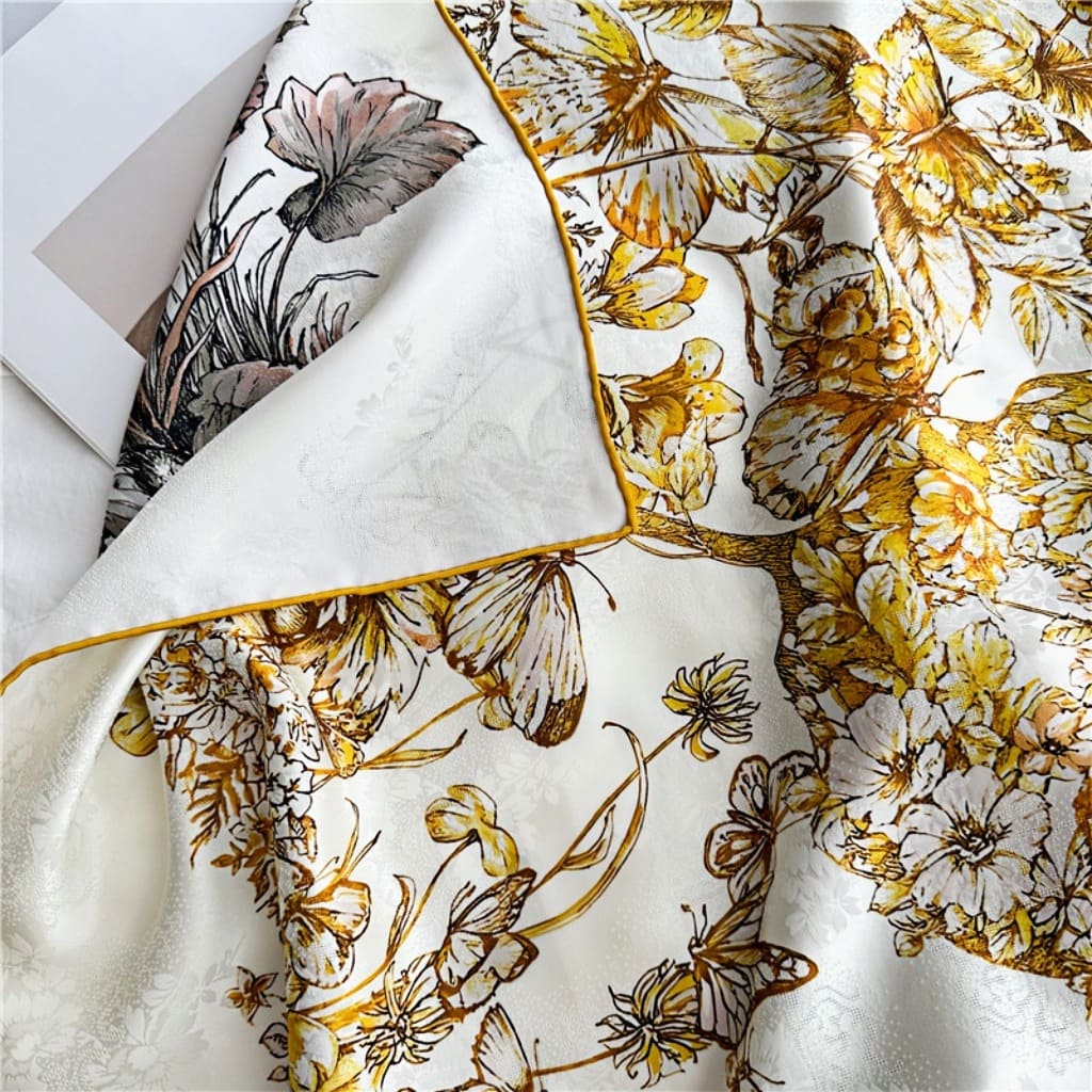 MaraSilk Pure Mulberry Silk Scarf - Square Jacquard MS453