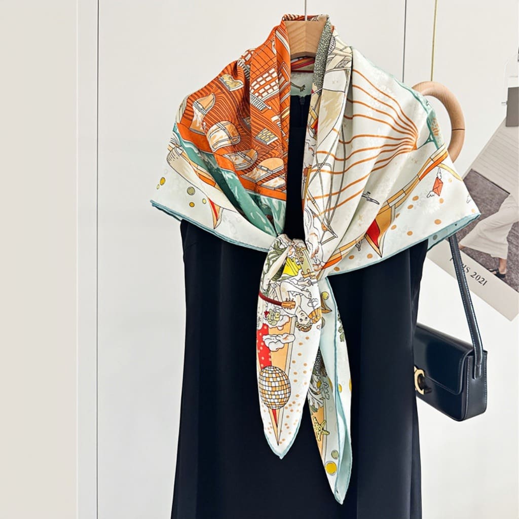 MaraSilk Pure Mulberry Silk Scarf - Square Jacquard MS453