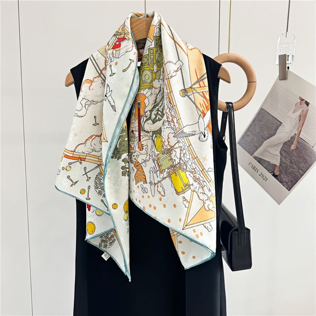 MaraSilk Pure Mulberry Silk Scarf - Square Jacquard MS453