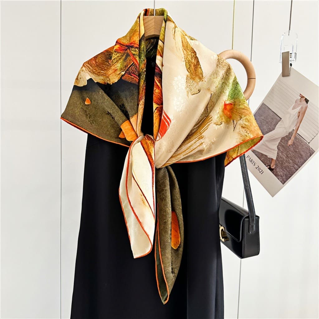 MaraSilk Pure Mulberry Silk Scarf - Square Jacquard MS453