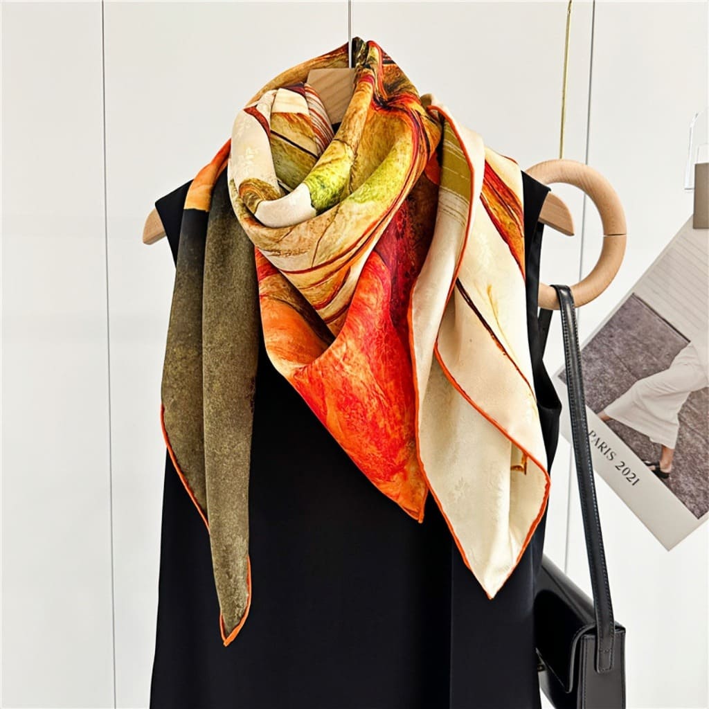 MaraSilk Pure Mulberry Silk Scarf - Square Jacquard MS453