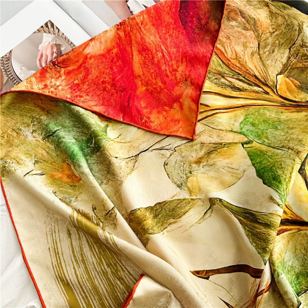 MaraSilk Pure Mulberry Silk Scarf - Square Jacquard MS453