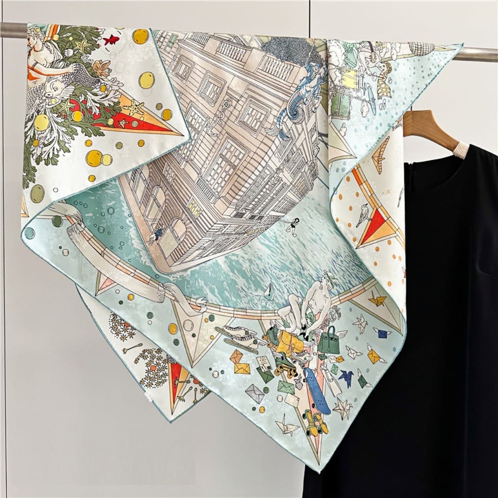 MaraSilk Pure Mulberry Silk Scarf - Square Jacquard MS453 41" x 41" MS45306